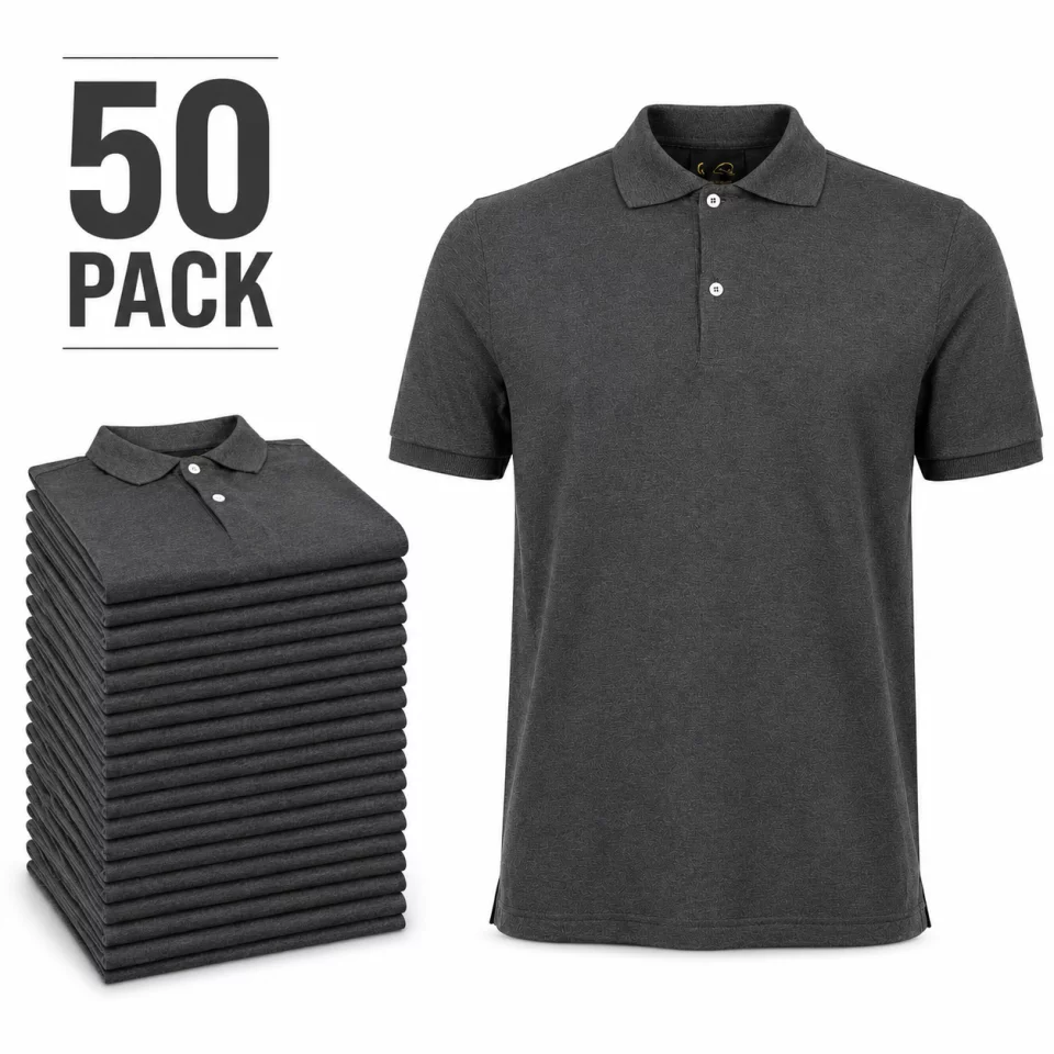 pack of Dark Gray Cotton Polo Short-Sleeve T-Shirt