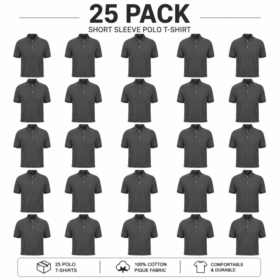 pack of Dark Gray Cotton Polo Short-Sleeve T-Shirt